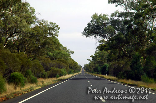 The Barrier Highway between Nyngan to Cobar, NSW Australia. Photo copyright Peter Andrews, Outimage Australia.