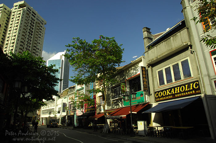 The restaurants and small bars along Circular Road at Boat Quay in Singapore prepare for another busy evening of trade. Photo &copy; Peter Andrews / Outimage. Walking from Circular Road to Chinatown in Singapore as the city prepares for the Lunar New Year.
