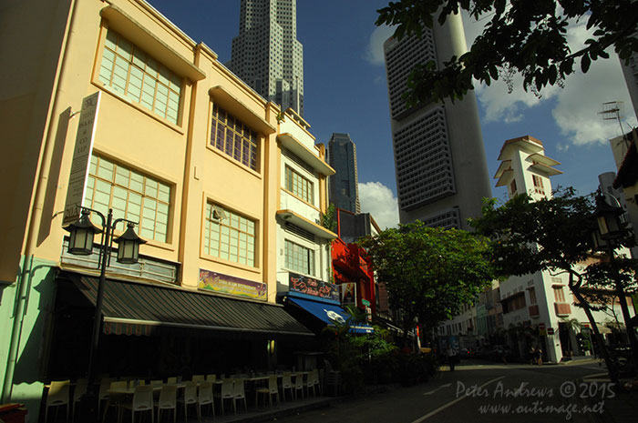 The restaurants and small bars along Circular Road at Boat Quay in Singapore prepare for another busy evening of trade. Photo &copy; Peter Andrews / Outimage. Walking from Circular Road to Chinatown in Singapore as the city prepares for the Lunar New Year.