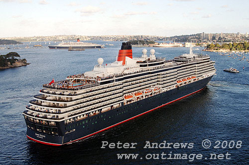 Queen Victoria and Queen Elizabeth II in sight of each other on Sydney Harbour, Australia February 24, 2008.
