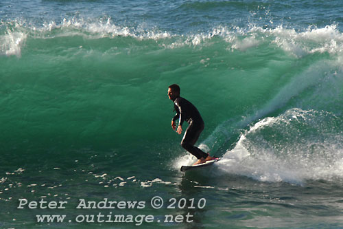 A mid August Saturday morning surf at Location 2, New South Wales Illawarra Coast, Australia. Photo copyright Peter Andrews.