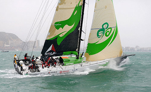 Green Dragon breaks away from the start line in Alicante, Spain for leg 1 of The Volvo Ocean Race. Photo copyright Rick Tomlinson - Volvo Ocean Race.