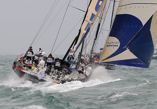 Team Delta Lloyd offshore after the start of leg 1 of The Volvo Ocean Race. Photo copyright Dave Kneale - Volvo Ocean Race.