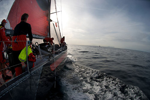 PUMA Ocean racing sail towards Gibraltar on leg 1 of the Volvo Ocean Race. Photo copyright Rick Deppe - PUMA Ocean Racing - Volvo Ocean Race.