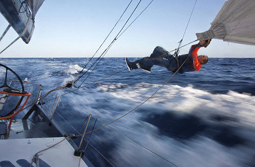 2008-10-14. Evening on Ericsson 3. Champagne sailing all day and it all sums up with a nice wind increase up to 22 knots. Photo copyright Gustav Morin - Ericsson Racing Team - Volvo Ocean Race.
