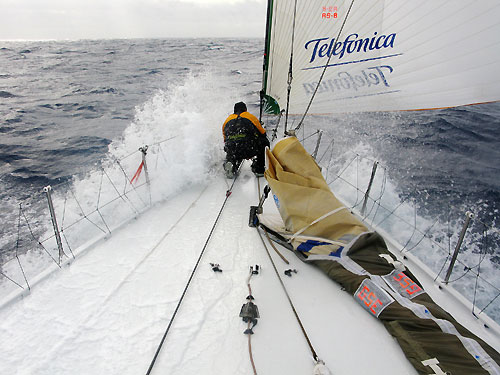 Telefonica Black find the low pressure winds on their way to Cape Town, on leg 1 of the Volvo Ocean Race. Photo copyright Mikel Pasabant - Equipo Telefonica - Volvo Ocean Race.