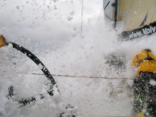 Team Russia in rough weather as they hit the low pressure wind currents on the home straight to Cape Town, on leg 1 of the Volvo Ocean Race. Photo copyright Mark Covell - Team Russia - Volvo Ocean Race.