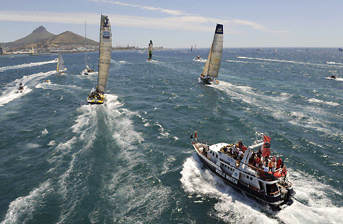 The fleet power away at the start of leg 2 of the Volvo Ocean Race from Cape Town, South Africa to Cochin, India. Photo copyright Rick Tomlinson / Volvo Ocean Race.
