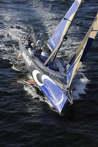 Team Delta Lloyd at the start of leg 2 of the Volvo Ocean Race from Cape Town, South Africa to Cochin, India. Photo copyright Rick Tomlinson / Volvo Ocean Race.