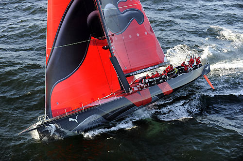 PUMA Ocean Racing at the start of leg 2 of the Volvo Ocean Race from Cape Town, South Africa to Cochin, India. Photo © Rick Tomlinson / Volvo Ocean Race.