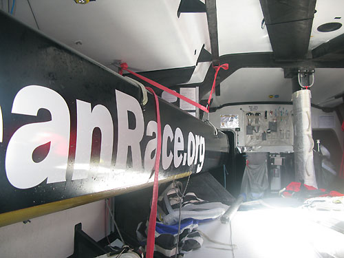 Green Dragoin's broken boom has a new home, on leg 2 of the Volvo Ocean Race from Cape Town, South Africa to Cochin, India. Photo copyright Guo Chuan / Green Dragon Racing / Volvo Ocean Race.