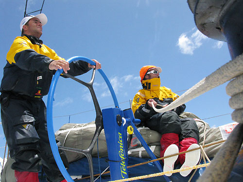 Pablo Arrarte & Pepe Ribes taking Telefonica Blue north, on leg 2 of the Volvo Ocean Race from Cape Town, South Africa to Cochin, India. Photo copyright Gabriele Olivo / Telefonica Blue / Volvo Ocean Race.
