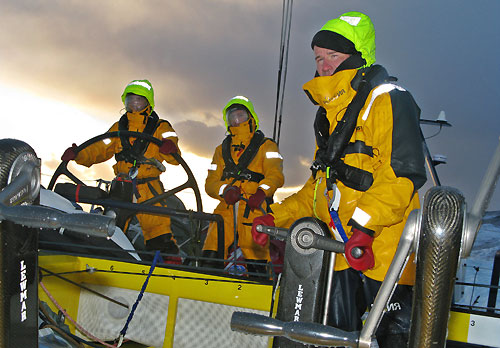 Oleg Zherebtsov grinding onboard Team Russia, earlier on leg 2 of the Volvo Ocean Race, from Cape Town, South Africa to Cochin, India. Photo copyright Mark Covell / Team Russia / Volvo Ocean Race.