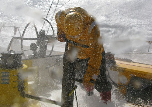 Team Russia prepare for rough weather, on leg 2 of the Volvo Ocean Race, from Cape Town, South Africa to Cochin, India. Photo copyright Mark Covell - Team Russia - Volvo Ocean Race.
