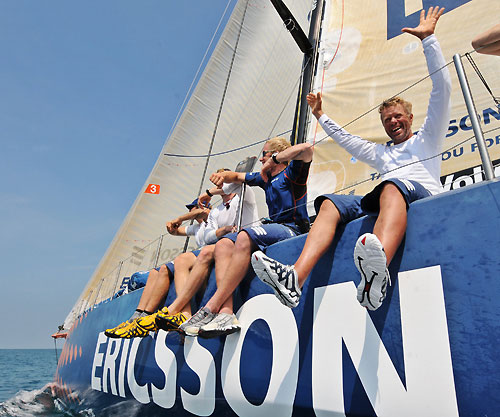 Ericsson 3, skippered by Anders Lewander from Sweden (pictured), finishes third on leg 2 of the Volvo Ocean Race from Cape Town, South Africa to Cochin, India. Photo copyright Dave Kneale / Volvo Ocean Race.