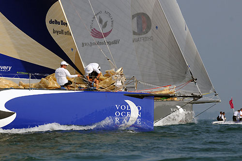 Delta Lloyd battles with Green Dragon at the start of Leg 3 of the Volvo Ocean Race 2008-09 from Cochin, India, to Singapore. Photo copyright Dave Kneale / Volvo Ocean Race.