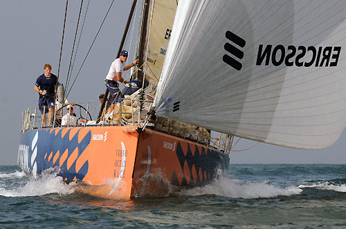 Ericsson 3 at the start of Leg 3 of the Volvo Ocean Race 2008-09 from Cochin, India, to Singapore. Photo copyright Dave Kneale / Volvo Ocean Race.