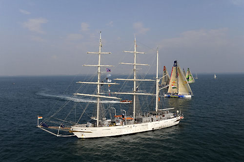 The fleet battle for position at the start of Leg 3 of the Volvo Ocean Race 2008-09 from Cochin, India, to Singapore. Photo copyright Rick Tomlinson - Volvo Ocean Race.