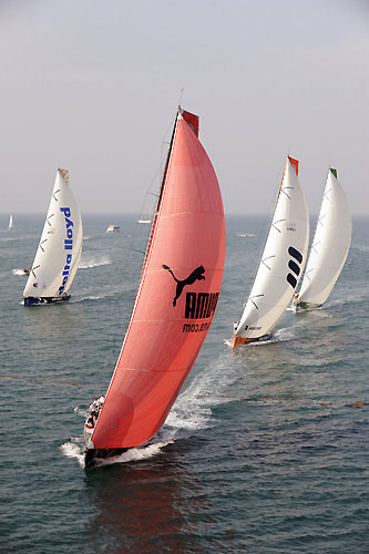 PUMA Ocean Racing leads the fleet at the start of leg 3 of the Volvo Ocean race, from Cochin, India to Singapore. Photo copyright Rick Tomlinson / Volvo Ocean Race.