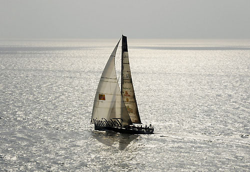 Telefonica Black at the start of leg 3 of the Volvo Ocean race, from Cochin, India to Singapore. Photo copyright Rick Tomlinson / Volvo Ocean Race.