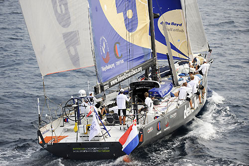 Delta Lloyd at the start of leg 3 of the Volvo Ocean race, from Cochin, India to Singapore. Photo copyright Rick Tomlinson / Volvo Ocean Race.