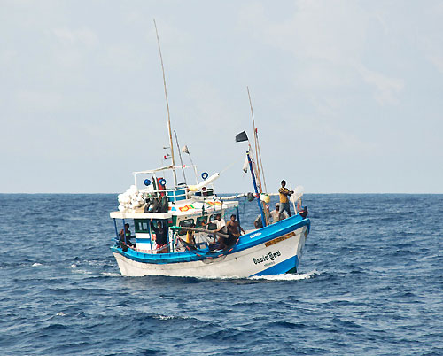 A Sri Lankan fishing vessel seen from il mostro, on leg 3 of the Volvo Ocean Race, from India to Singapore. Photo copyright Rick Deppe / PUMA Ocean Racing / Volvo Ocean Race.