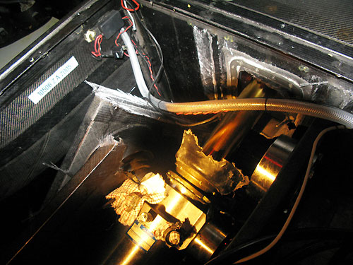 Damage to the port side carbon structure around the keel ram on Team Delta Lloyd. Photo copyright Sander Pluijm / Team Delta Lloyd / Volvo Ocean Race.