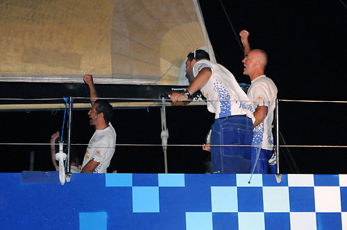 Telefonica Blue, skippered by Bouwe Bekking (NED) (pictured) takes first place on leg 3 of the Volvo Ocean Race from India to Singapore, crossing the finish line at 14:51:22 GMT. Photo copyright Dave Kneale / Volvo Ocean Race.
