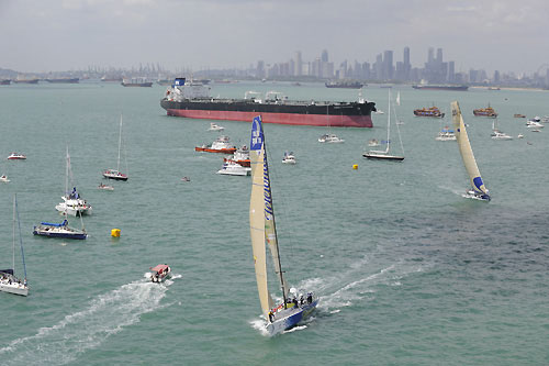 The start of leg 4 of the Volvo Ocean Race, from Singapore to Qingdao, China. Photo copyright Rick Tomlinson / Volvo Ocean Race.