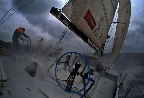 Telefonica Blue takes a battering in heavy storms, on leg 4 of the Volvo Ocean Race, from Singapore to Qingdao, China. Photo copyright Gabriele Olivo / Telefonica Blue / Volvo Ocean Race.