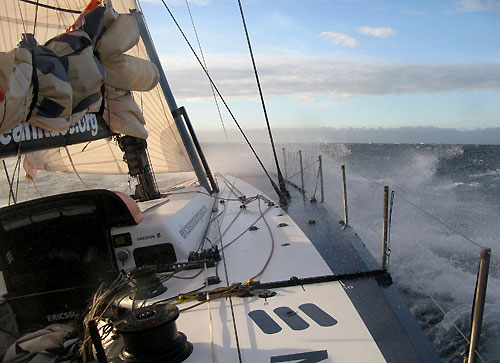 Ericsson 4 in 50 knots of wind, on leg 4 of the Volvo Ocean Race, from Singapore to Qingdao, China. Photo copyright Guy Salter / Ericsson 4 / Volvo Ocean Race.