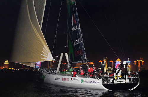 Green Dragon, skippered by Ian Walker (GBR) finishes 4th on leg 4 of the Volvo Ocean Race in Qingdao, China. The Chinese/Irish boat crossed the finish line at 12:41:00 GMT. Photo copyright Rick Tomlinson / Volvo Ocean Race.
