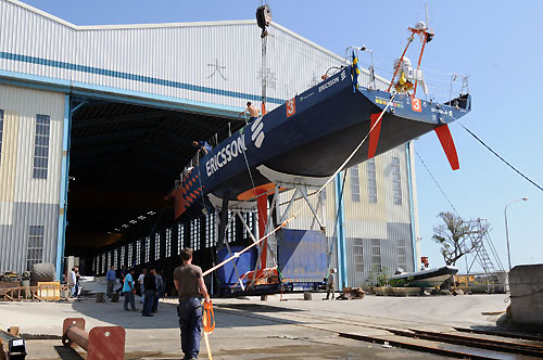 Ericsson 3 arrives in Hualien, Taiwan, where an 8 metre piece of the bow will be pulled out and replaced before they continue the remaining leg 4 joureny to Qingdao. Photo copyright Dave Kneale / Volvo Ocean Race.