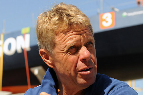 Skipper Magnus Olsson in Hualien, Taiwan, where an 8 metre piece of the bow was replaced, before continuing the remaining leg 4 joureny to Qingdao. Photo copyright Dave Kneale / Volvo Ocean Race.