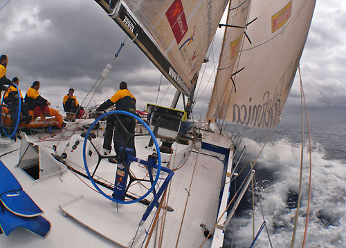 Telefonica Blue, on leg 5 of the Volvo Ocean Race, from Qingdao to Rio de Janeiro. Photo copyright Gabriele Olivo / Telefonica Blue / Volvo Ocean Race.