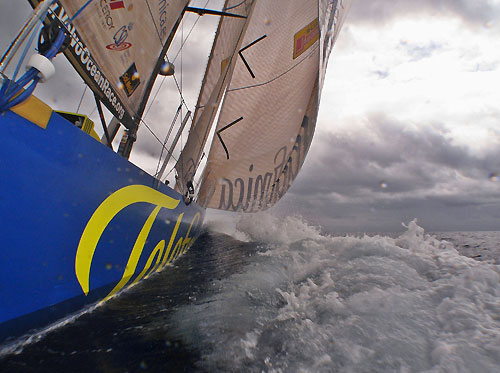 Telefonica Blue, on leg 5 of the Volvo Ocean Race, from Qingdao to Rio de Janeiro. Photo copyright Gabriele Olivo / Telefonica Blue / Volvo Ocean Race.