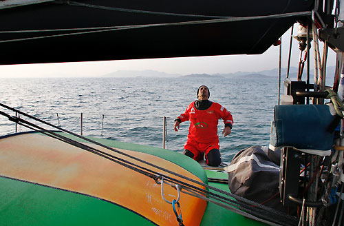 Damian Foxall onboard Green Dragon, on leg 5 of the Volvo Ocean Race, from Qingdao to Rio de Janeiro. Photo copyright Guo Chuan / Green Dragon Racing / Volvo Ocean Race.