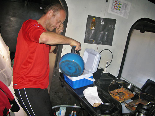 Media Crew Memeber Rick Deppe makes Pasta Bolognese, il mostro style. Photo copyright Rick Deppe / PUMA Ocean Racing / Volvo Ocean Race.