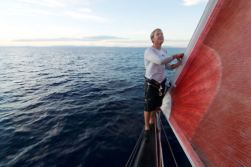 Casey Smith onboard PUMA Ocean racing, on leg 5 of the Volvo Ocean Race, from Qingdao to Rio de Janeiro. Photo copyright Rick Deppe / PUMA Ocean Racing / Volvo Ocean Race.