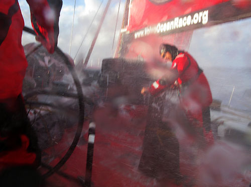 PUMA Ocean Racing approaching the scoring gate, on leg 5 of the Volvo Ocean Race, from Qingdao to Rio de Janeiro. Photo copyright Rick Deppe / PUMA Ocean Racing / Volvo Ocean Race.