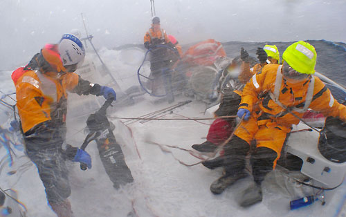 Telefonica Blue feeling the full force of the Southern Ocean as they approach Cape horn, earlier on leg 5 of the Volvo Ocean Race, from Qingdao to Rio de Janeiro. Photo copyright Gabriele Olivo / Telefonica Blue / Volvo Ocean Race.