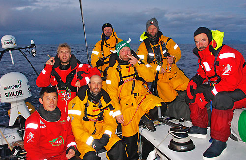 Green Dragon celebrate rounding Cape Horn, during leg 5 of the Volvo Ocean Race, from Qingdao to Rio de Janeiro. Photo copyright Guo Chuan / Green Dragon Racing / Volvo Ocean Race.