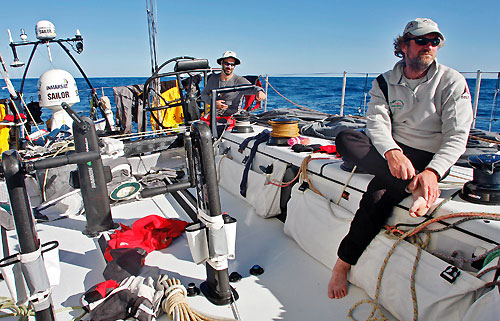 Green Dragon slow as they hit calm weather, on leg 5 of the Volvo Ocean Race, from Qingdao to Rio de Janeiro. Photo copyright Guo Chuan / Green Dragon Racing / Volvo Ocean Race.
