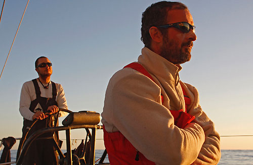 Green Dragon slow as they hit calm weather, on leg 5 of the Volvo Ocean Race, from Qingdao to Rio de Janeiro. Photo copyright Guo Chuan / Green Dragon Racing / Volvo Ocean Race.