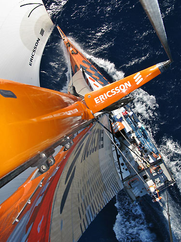 Ericsson 4, on leg 5 of the Volvo Ocean Race, from Qingdao to Rio de Janeiro. Photo copyright Guy Salter / Ericsson 4 / Volvo Ocean Race.