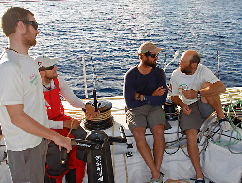 Green Dragon talk food, as rations run low on leg 5 of the Volvo Ocean Race, from Qingdao to Rio de Janeiro. Photo copyright Guo Chuan / Green Dragon Racing / Volvo Ocean Race.