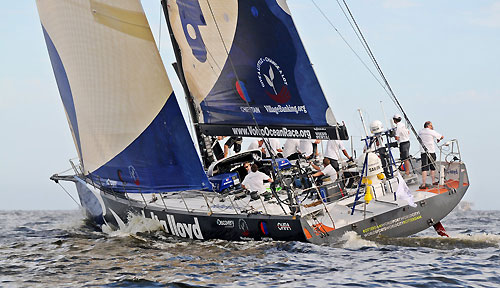Delta Lloyd, skippered by Roberto Bermudez (ESP) finished third in the Light In-port Race in the Volvo Ocean Race in Rio de Janeiro. Photo copyright Dave Kneale / Volvo Ocean Race.