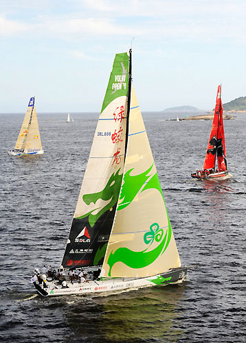 Green Dragon in the Light In-port Race in the Volvo Ocean Race in Rio de Janeiro. Photo copyright Rick Tomlinson / Volvo Ocean Race. 