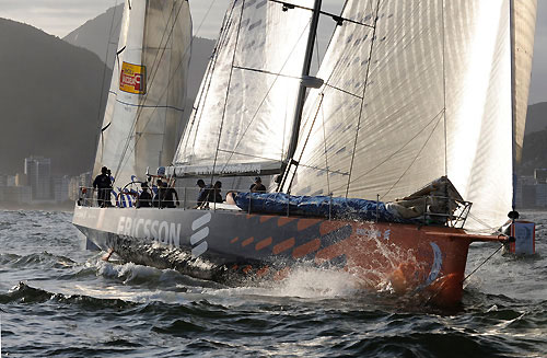 Ericsson 4, skippered by Torben Grael (BRA) at the start of leg 6 of the Volvo Ocean Race, from Rio de Janeiro to Boston. Photo copyright Rick Tomlinson / Volvo Ocean Race.