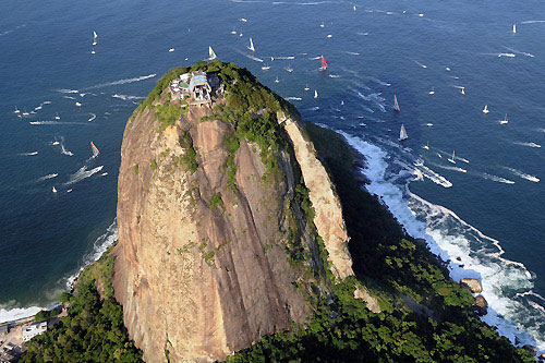 Battling for position, at the start of Leg 6 of the Volvo Ocean Race, from Rio de Janeiro to Boston. Photo copyright Dave Kneale / Volvo Ocean Race.